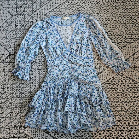 Loveshackfancy Marquise Floral Ruffle Mini Dress Size 2 - Picture 1 of 9
